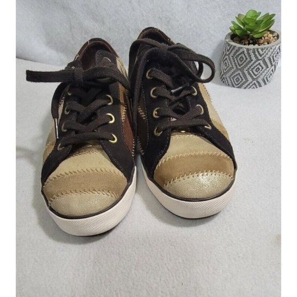 Coach Tamra Gold Brown Color-Block Lace-up Sneakers Women’s Size 9M - Picture 3 of 10